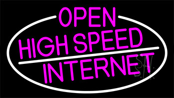 Pink Open High Speed Internet With White Border LED Neon Sign