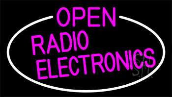 Pink Open Radio Electronics With White Border LED Neon Sign