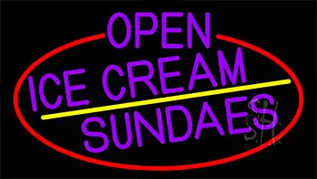Purple Open Ice Cream Sundaes With Red Border LED Neon Sign