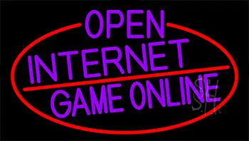 Purple Open Internet Game Online With Red Border LED Neon Sign