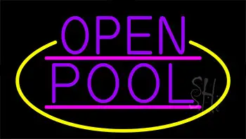 Purple Open Pool With Yellow Border LED Neon Sign