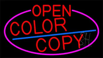Red Open Color Copy With Pink Border LED Neon Sign