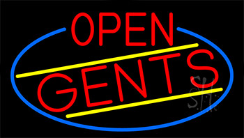 Red Open Gents With Blue Border LED Neon Sign