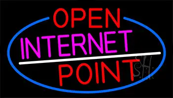 Red Open Internet Point With Blue Border LED Neon Sign