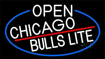 White Chicago Bulls Lite With Blue Border LED Neon Sign
