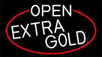 White Open Extra Gold With Red Border LED Neon Sign