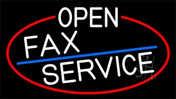 White Open Fax Service With Red Border LED Neon Sign