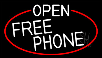 White Open Free Phone With Red Border LED Neon Sign