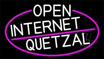 White Open Internet Quetzal With Pink Border LED Neon Sign
