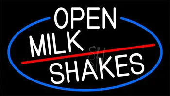 White Open Milk Shakes With Blue Border LED Neon Sign