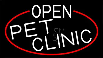 White Open Pet Clinic With Red Border LED Neon Sign