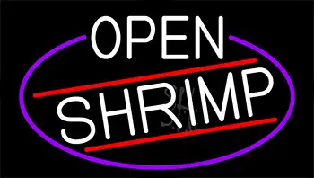 White Open Shrimp With Blue Border LED Neon Sign