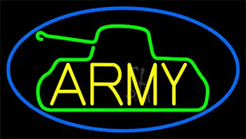 Yellow Army With Blue Border LED Neon Sign
