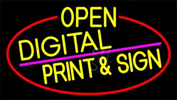 Yellow Open Digital Print And Sign With Red Border LED Neon Sign