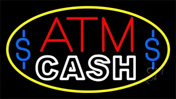 Red Atm With Cash 2 LED Neon Sign