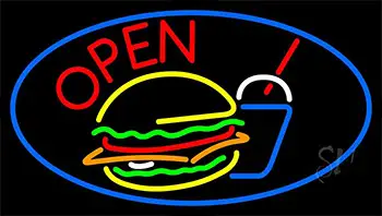 Burger And Drink Open LED Neon Sign