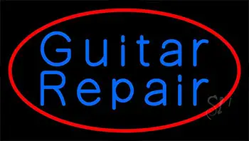 Blue Guitar Repair 4 LED Neon Sign
