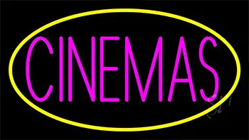 Pink Cinemas With Yellow Border LED Neon Sign
