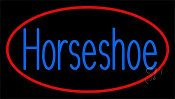 Blue Horseshoe With Red Border LED Neon Sign