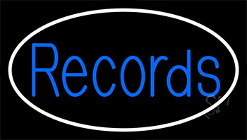 Blue Records White Border 1 LED Neon Sign