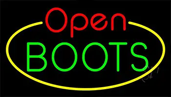 Boots Open With Border LED Neon Sign
