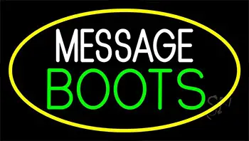 Custom Green Boots With Yellow Border LED Neon Sign