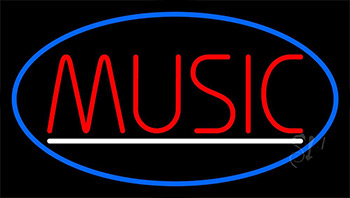 Red Music White Line With Border LED Neon Sign