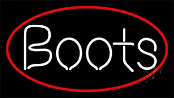 White Boots Red Border LED Neon Sign