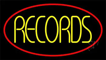 Yellow Records Block Red Border 1 LED Neon Sign