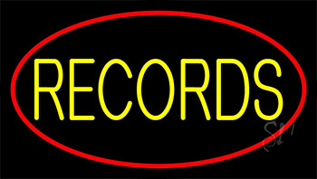 Yellow Records Block Red Border 2 LED Neon Sign