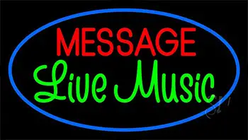 Custom Cursive Green Live Music Blue Border LED Neon Sign