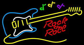 Rock N Roll Yellow Guitar LED Neon Sign