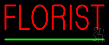 Red Florist Green Line LED Neon Sign