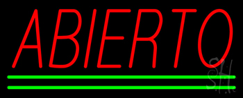Red Abierto With Green Lines LED Neon Sign