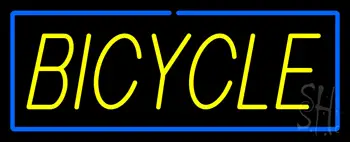 Yellow Bicycle Blue Border LED Neon Sign