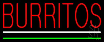 Burritos With White And Green Underline LED Neon Sign