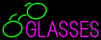 Pink Glasses Green Logo LED Neon Sign