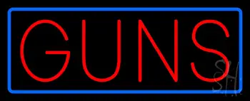 Red Guns Blue Rectangle LED Neon Sign