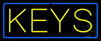 Yellow Keys Blue Border LED Neon Sign