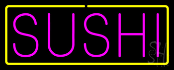 Pink Sushi With Yellow Border LED Neon Sign