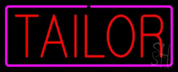 Red Tailor With Pink Border LED Neon Sign