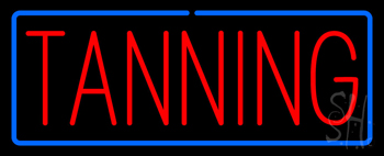 Red Tanning Blue Border LED Neon Sign