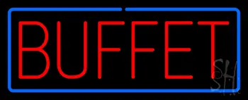 Red Buffet With Blue Border LED Neon Sign