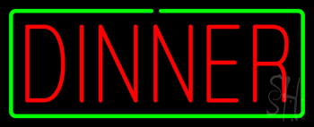 Red Dinner With Green Border LED Neon Sign