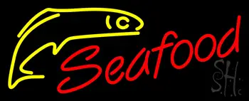 Red Seafood Yellow Logo LED Neon Sign