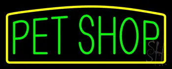 Green Pet Shop Yellow Border LED Neon Sign