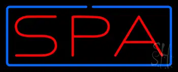 Red Spa Blue Border LED Neon Sign
