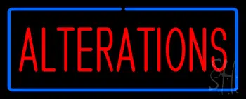 Red Alterations Blue Border LED Neon Sign
