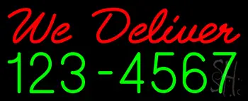 Red We Deliver Green Phone Number LED Neon Sign