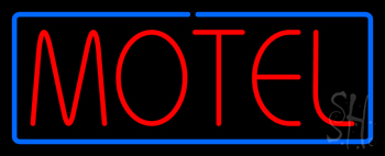 Red Motel With Blue Border LED Neon Sign